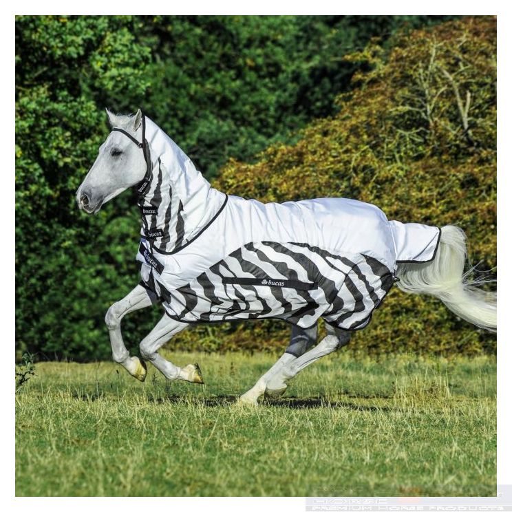 Bucas Buzz Off Rain Zebra Fly Rug with Full Neck