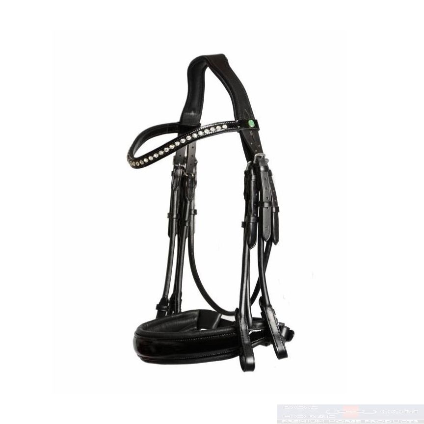LJ Leathers Dressage Double Bridle Patent Round